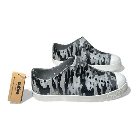 Native Jefferson Kids Slip-On Water Shoes PIGEON GREY MIST CAMO J2 Lightweight - Picture 3 of 10